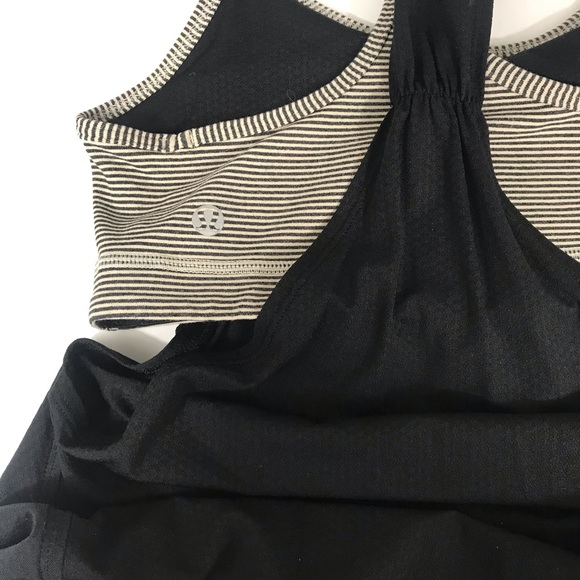 Lululemon No Limits Tank Size 4 Black & Tan Stripe - Picture 6 of 7